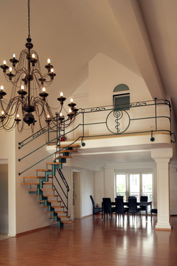 custom ornamental spindle design iron handrails